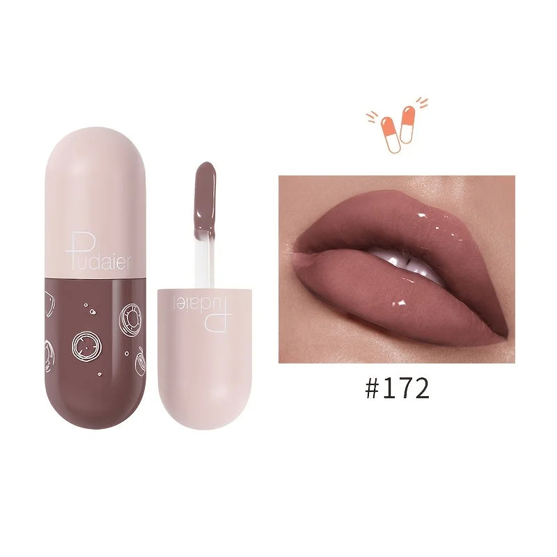 Capsule Mirror Lip Gloss, Water-Light High Shine, Non-Stick Cup, Long-Lasting, Moisturizing, Travel Size