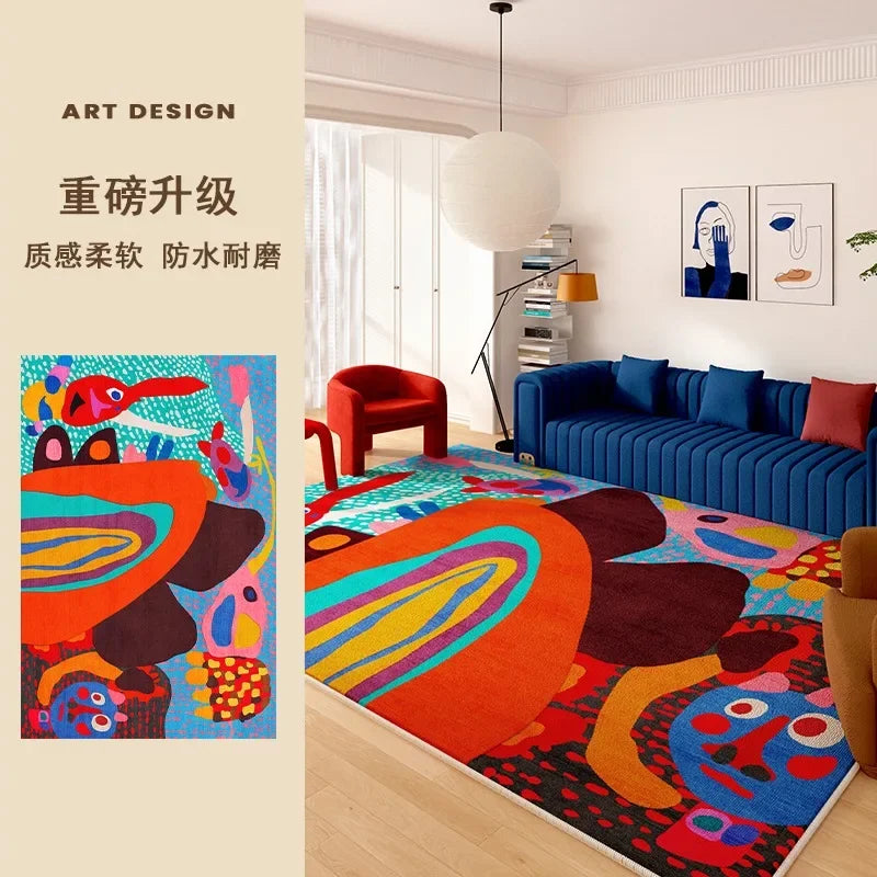 Living Room Carpet Art Irregular Color Abstract Home Bedroom Bedside Mat Easy To Care Cloakroom Coffee Table Rug Ковер Tapis 러그 - Kimlud