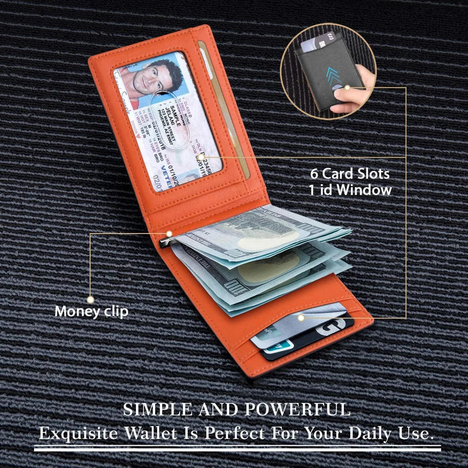 Rfid Leather Men Wallets Money Bag Slim Thin Card Holder Wallet Carbon Fiber Male Small Short Purse Black Billfold Walet Gifts