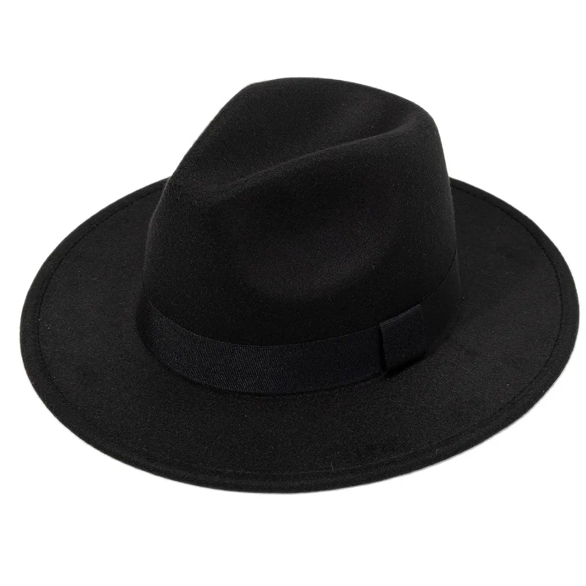Autumn and winter men and women's new large brimmed hats, fashionable woolen jazz hats, English style top hats