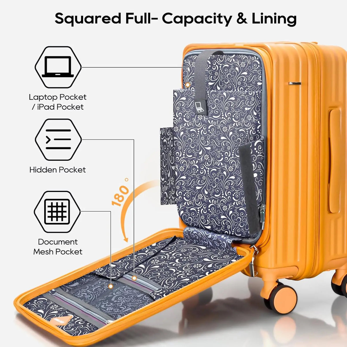 Joyway 5-Piece Travel Luggage Set, with Front Pocket PC Hardside Durable Suitcase, Duffel Bag and Toiletry Bag, TSA Lock - Kimlud