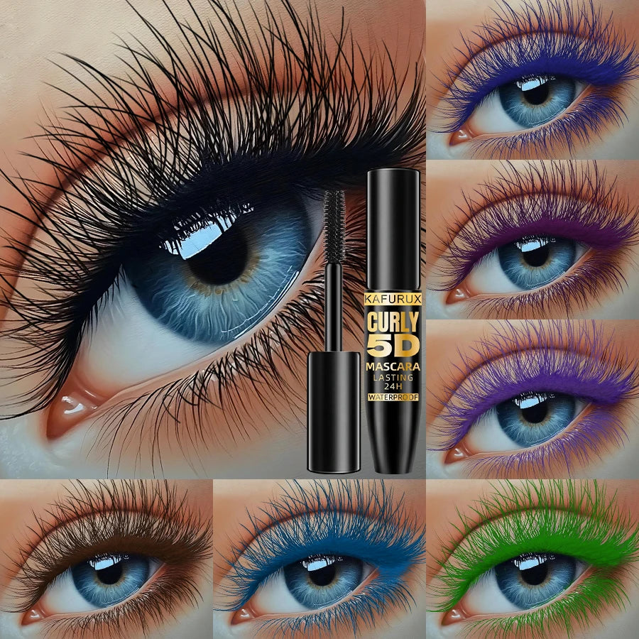 9 Colors 5D Silk Mascara with Big Eye Waterproof Lengthened Sweat-proof Long Lasting Purple Green Black Mascara Korean...
