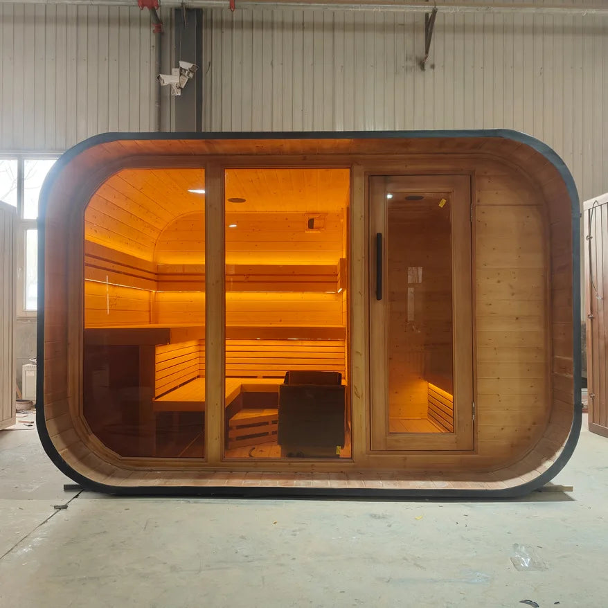 New design Canadian red cedar cube outdoor sauna traditional wooden sauna for home use - Kimlud