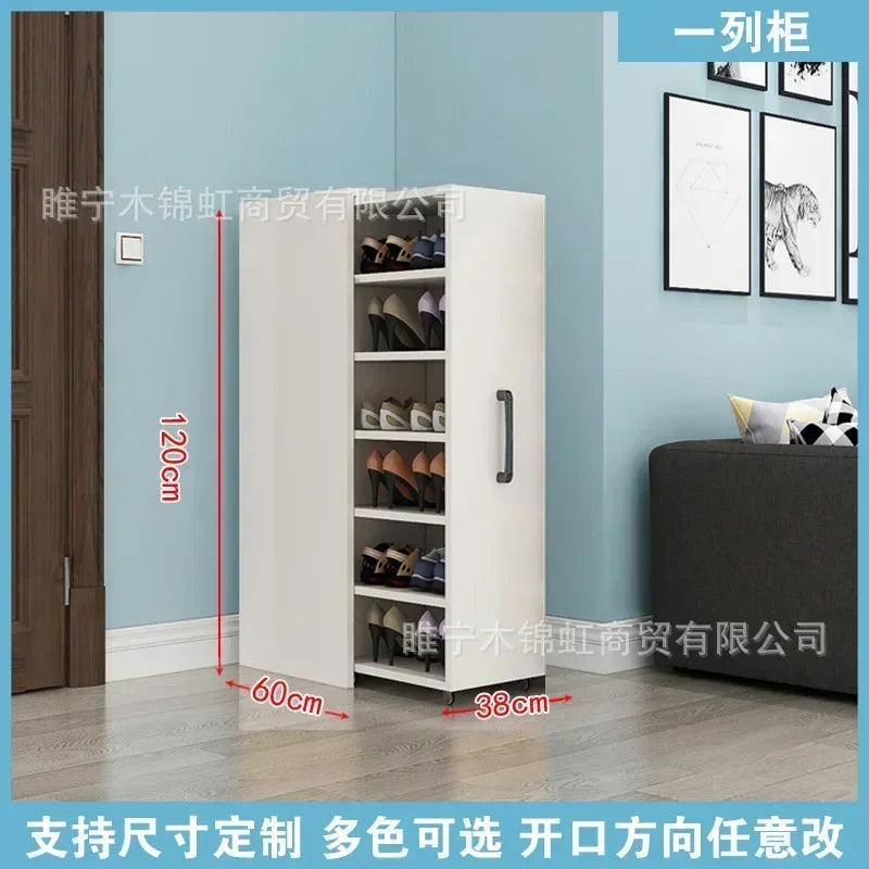 Sliding dustproof shoe cabinet, large capacity wheeled side pull shoe rack storage drawer type seam storage cabinet at home entr - Kimlud