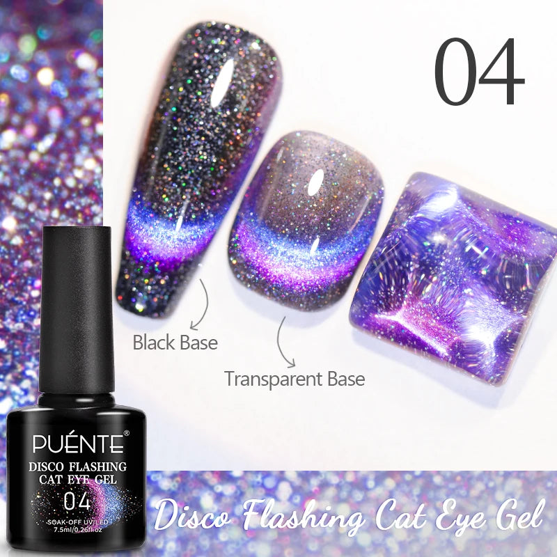 7.5ML Sparkling Reflective Glitter Gel Nail Polish Pink Purple Red Blue Colors Dark Flashing Nail Gel Soak Off UV Nail Varnish