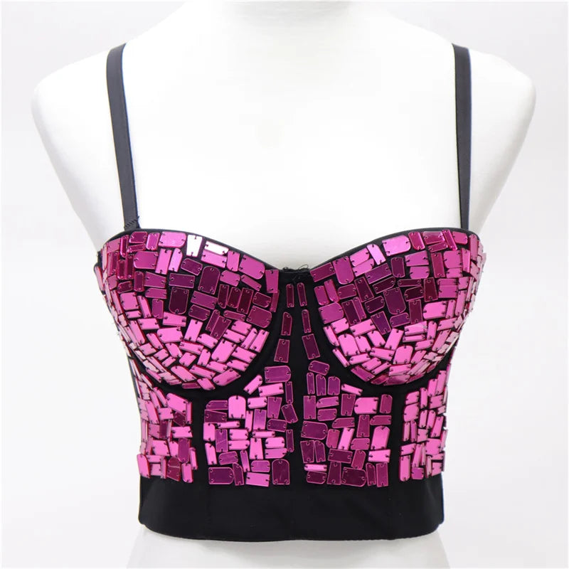 Quality Pearl Tank Tops Rhinestone Women Crop Top Club Clothes Streetwear Y2K Corset Woman Shaper Camis Fashion Feamale Clothing