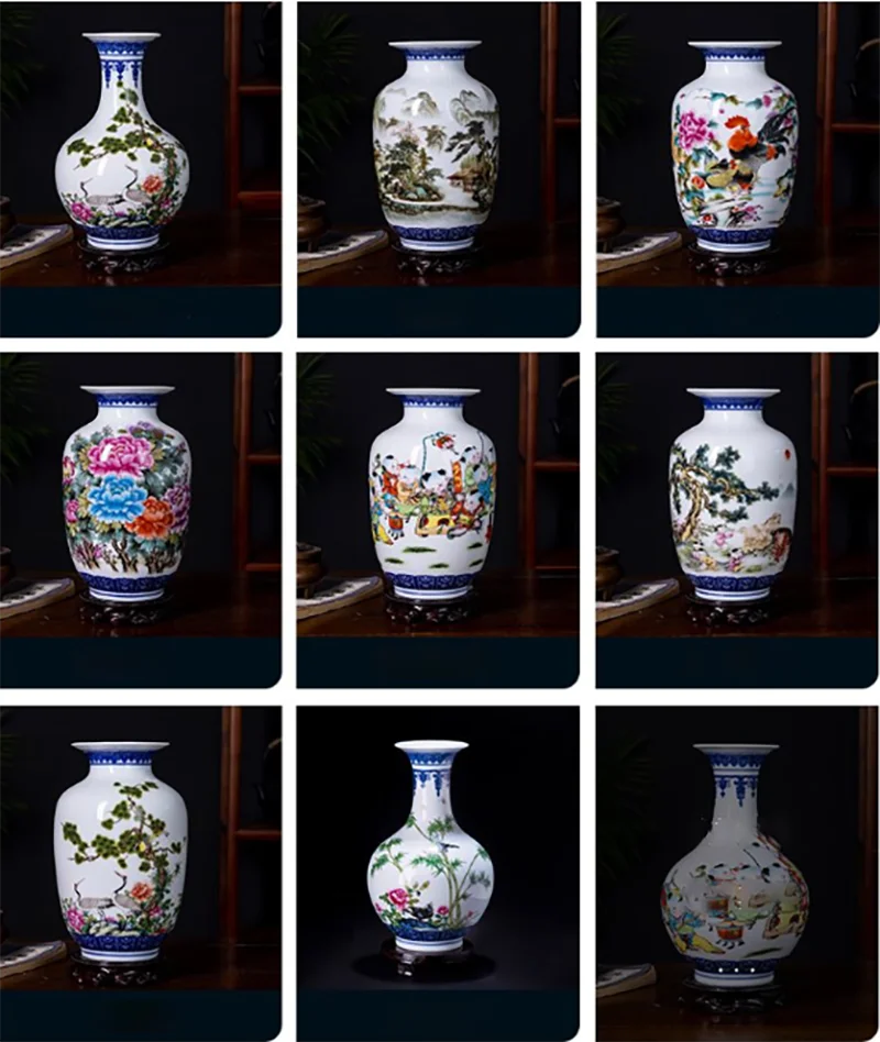 Jingdezhen Colorful Underglaze Vase Ceramic Acccessories Art Home Room Decoration Items Study Office Desktop Furnishing Crafts