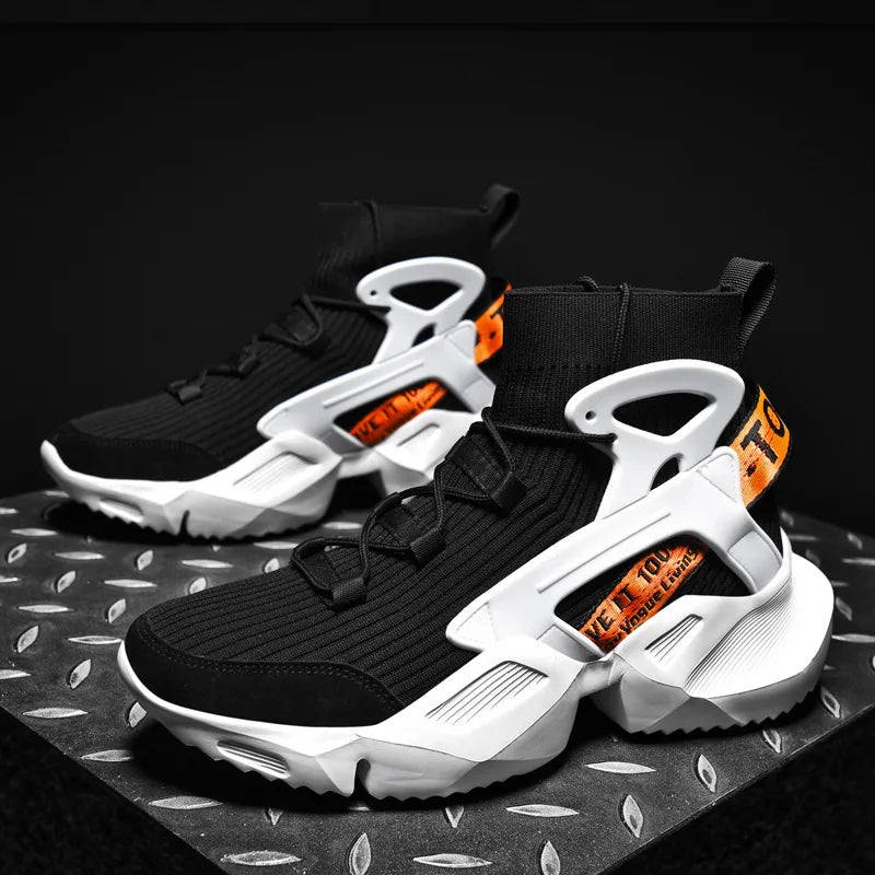 2026 New High-top Socks Shoes Chunky Sneakers Men White Trend Street Light Sports Running Shoes Big Size 45 46 Walking shoes