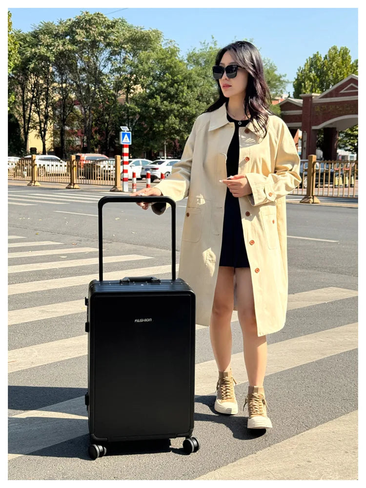 Travel Suitcase Aluminium Frame Wide Trolley Luggage Female Large Capacity Mute Universal Wheel Password Box Carry on...