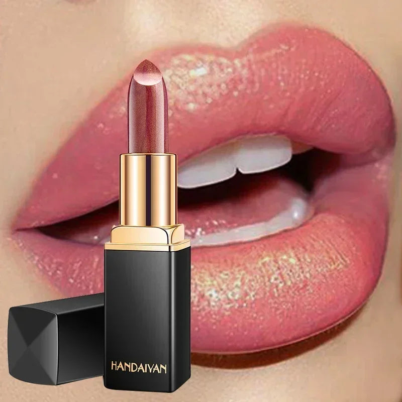 Brand Professional Lips Makeup Waterproof Shimmer Long Lasting Pigment Nude Pink Mermaid Shimmer Lipstick Luxury Makeup...