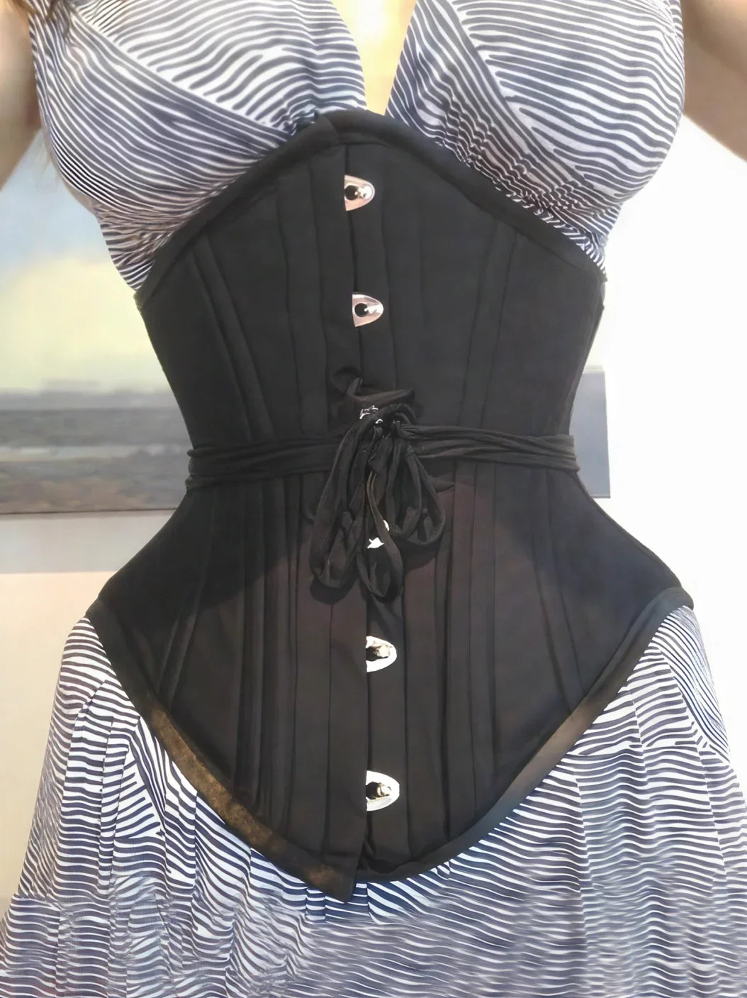 Women Corset Bustier Underbust Wasit Trainer Shapwear Lace Up Double Steel Boned Cotton Lengthened Bodice Control Girdle...