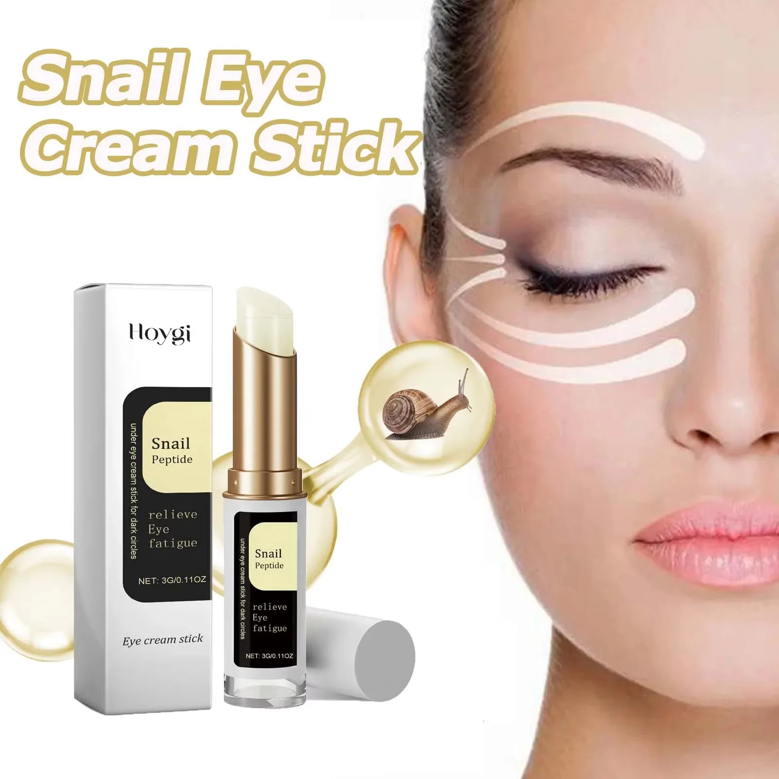 Snail Eye Cream Stick Collagen Fade Fine Lines Wrinkle Lightening Dark Circles Firming Eye Bags Puffiness Moisturizing...