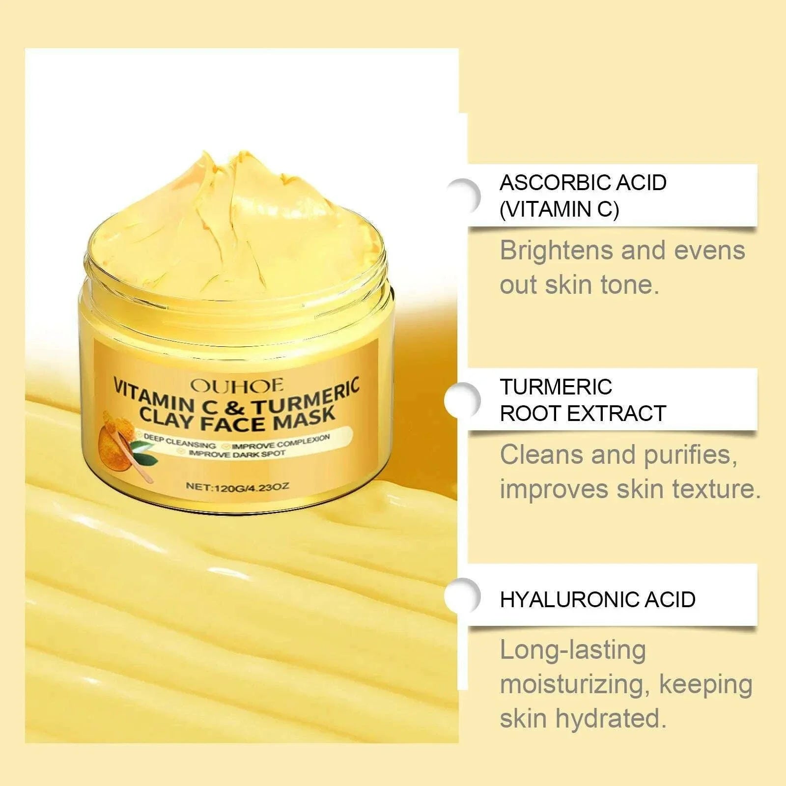 Vitamin C Exfoliating facial mask Turmeric Exfoliating facial mask Improve Pore Deep Cleaning facial mask Apply facial mask
