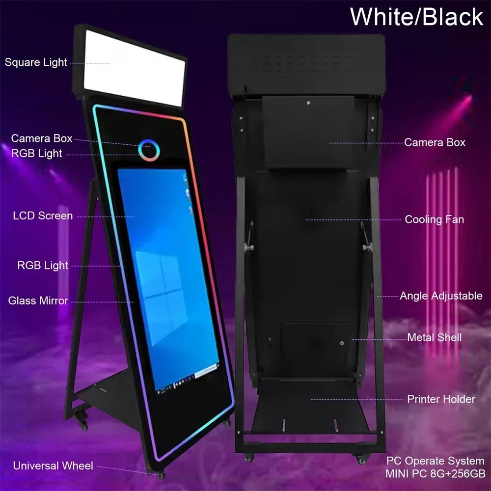Photo Booth 70inch Magic Mirror Photo Booth with 43inch Touch Screen Magic Photo Booth Flight Case For Wedding Party...