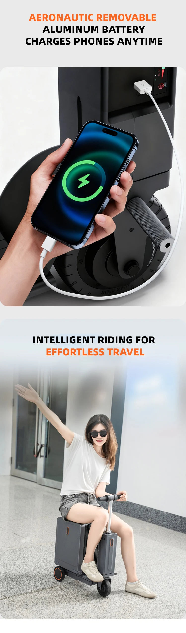 Smart Riding Trolley Luggage Electric Box Spinner Automatic Moving Trolley Suitcase Scooter,electric Carry Ride on...