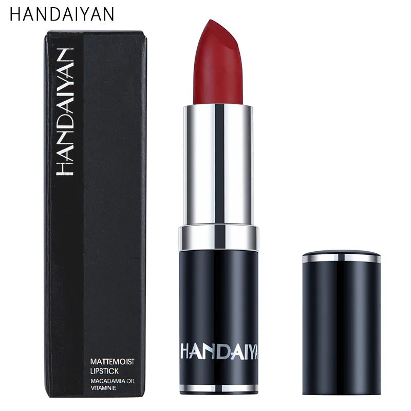 Handaiyan Sexy Nude Red Brown Purple Lipgloss Matte Lip Gloss Velvety Lipstick Matte Waterproof Makeup Long Lasting...