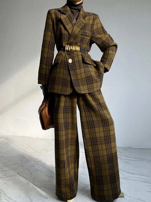 Tinaa Woolen Blend Plus Size Jackets Womens 2025 Winter Warm Plaid Lapel Notch Collar Long Sleeve Office Lady Outerwear 184064 - Kimlud