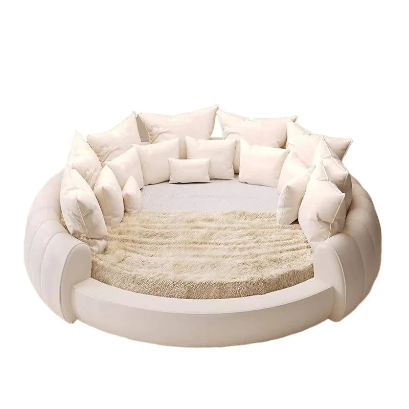 Insert Australia Double Bed Luxury White Room Modern Loft Full Size Double Bed Bedroom Round Adults Schlafzimmer Bett Furniture