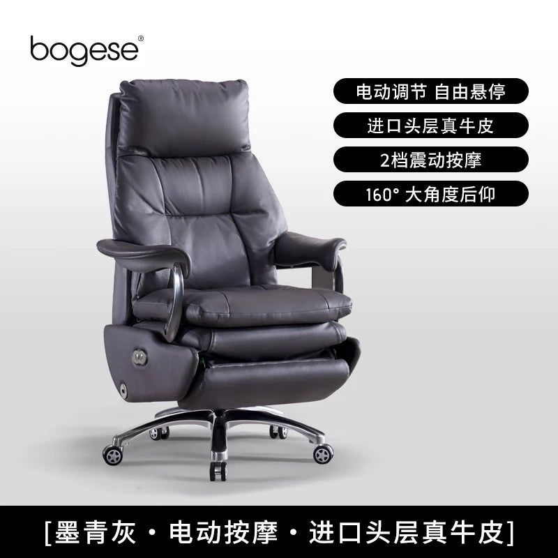 Electric Leather Boss Chair Modern Design Comfortable Ergonomic Trendy Chair Swivel Arm Footrest Salon Silla Oficina...