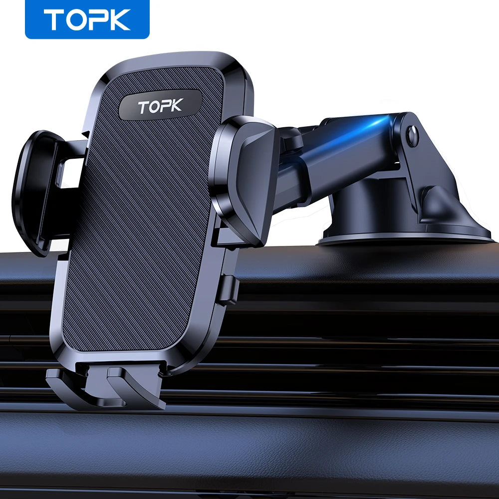 TOPK D36-G Universal Car Phone Holder with Hook Clip Air Vent Car Mount 360° Rotation Universal Mobile Phone Mount for...