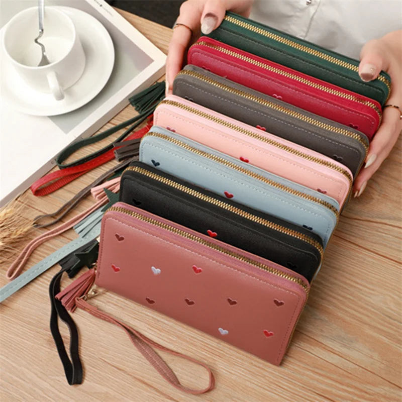 Women Long Wallets Purses Luxury Love Heart Wallets for Ladies Girl Money Pocket Card Holder Female Wallets Phone Clutch Bag