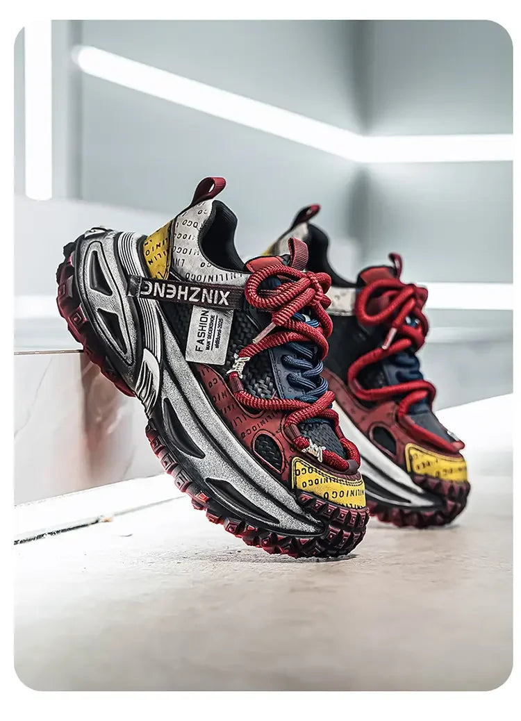 Chunky Sneakers Mens Original Designer Sports Shoes Fashion Casual Leather Fabric Breathable Height Increased Platform Gym Shoes