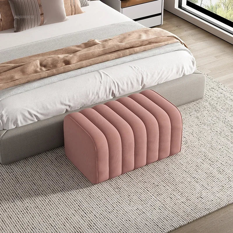 Nordic Shoe-changing Stool Home Furniture Doorway Ottoman Simple Comfortable Soft Bag Bench Cloakroom Sofa Side Stools h - Kimlud