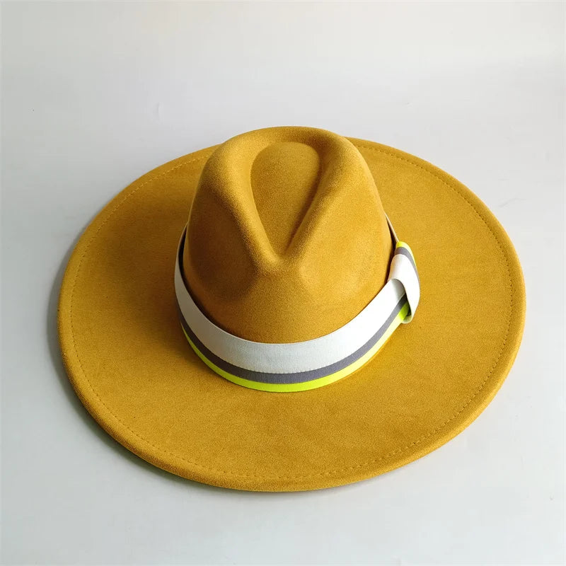 Grayish Brown Suede Hat Wide Brim 2026 NEW Fedora Hat Men Women Autumn Winter Felt Hats Classic Church Fedoras Chapeau...