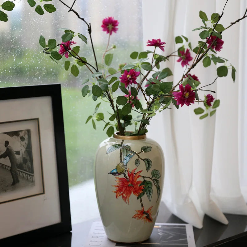 New Chinese-style ceramic vase, high-end painted vase, living room home decoration art piece - Kimlud