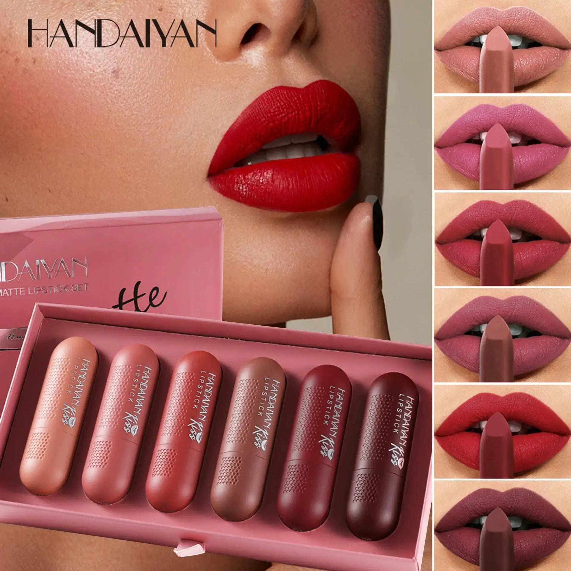 Matte Lipstick Set 6 Colors Velvet Texture Long Lasting Non Drying Lip Makeup Women Gift Box