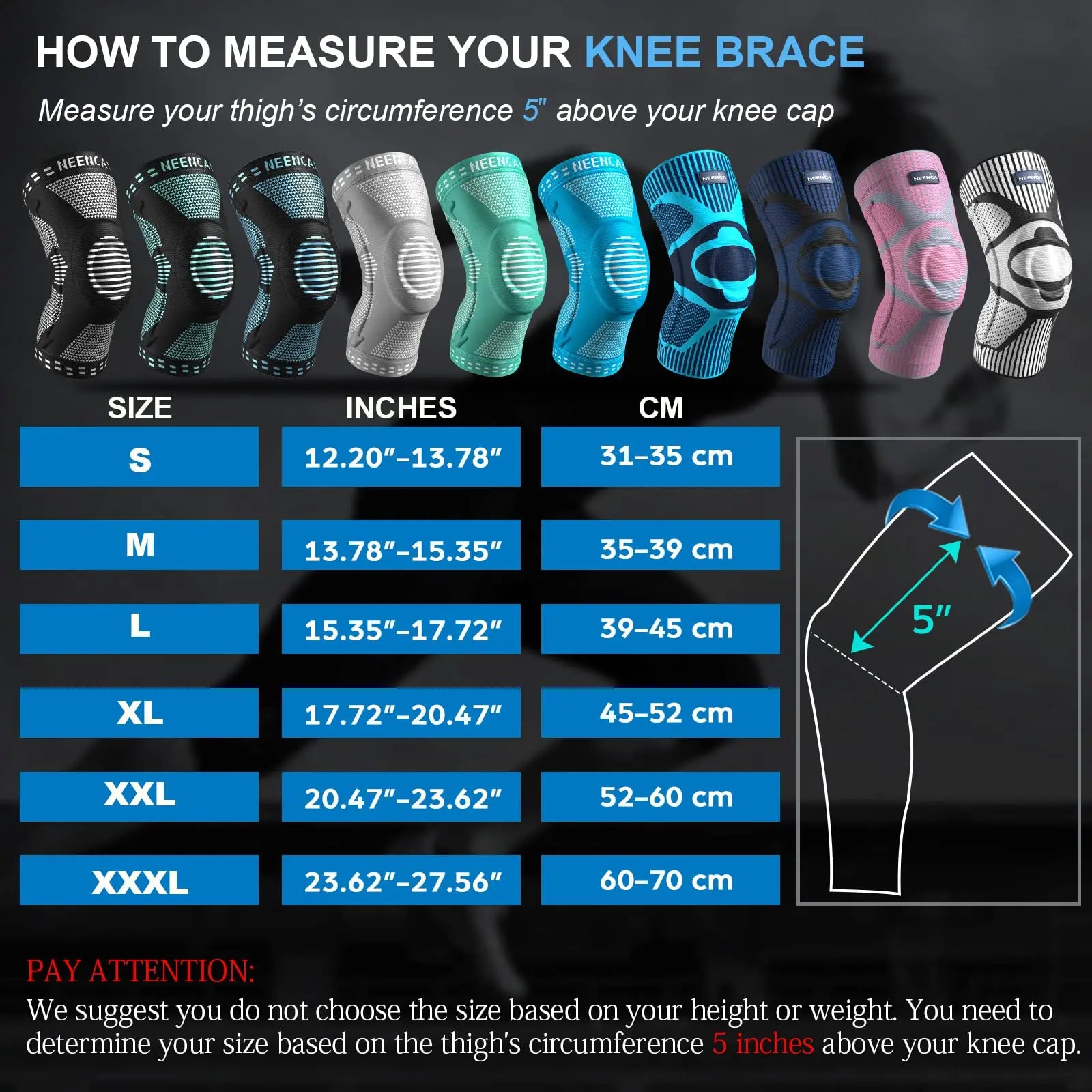 NEENCA Knee BracesCompression Knee Support for Knee Pain Relief Sleeve Meniscus Tear ACL Arthritis Joint Pain Injury Recovery