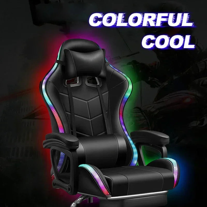 2025Computer PC Game Chair Gaming Pu Leather Silla Gamer Massage Racing Gaming Chair With Lights And Speakershigh Quality