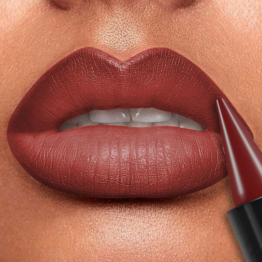 15-colors sexy red lipstick pen waterproof matte contour tint lipstick long lasting lip glaze brown lipliner pencil lip makeup