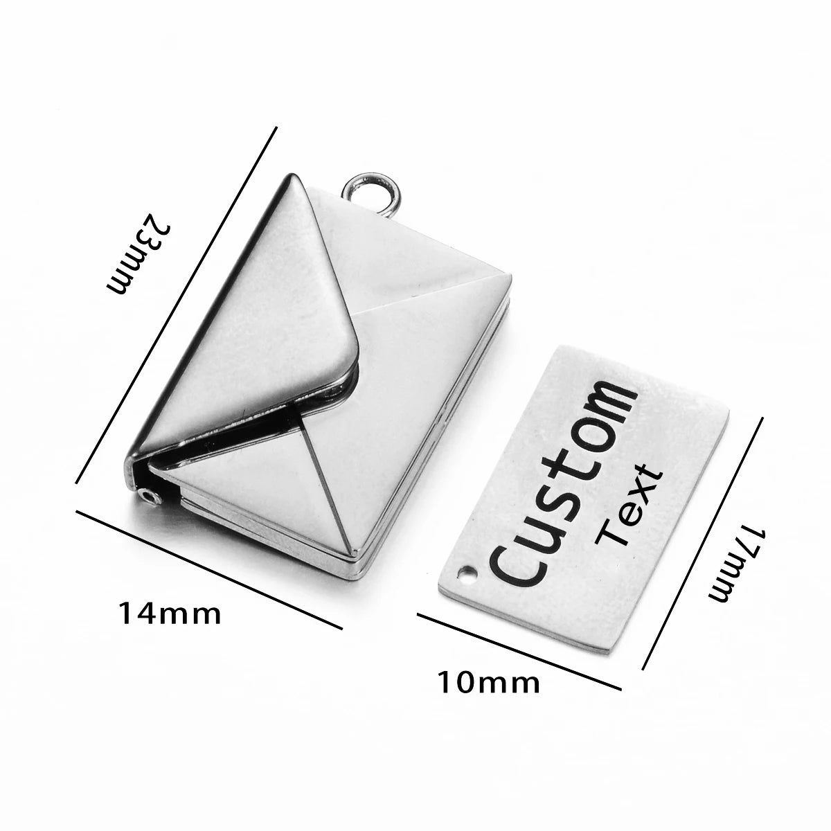 Stainless Steel Customized Letter Envelope Necklace Locket Jewelry Secret Love Note Pendant Engraved Note Photo for Women