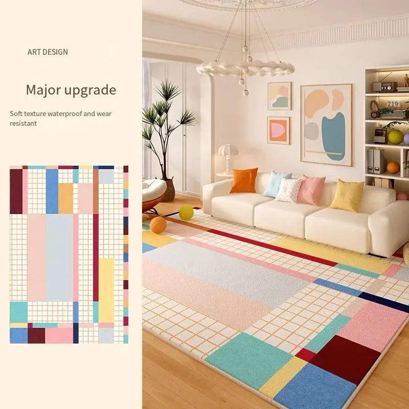 VIKAMA Ins Dopamine Abstract Living Room Sofa Rug Advanced Sound Insulation Waterproof Non-Slip Bedroom Bed Cushion Home Decor - Kimlud