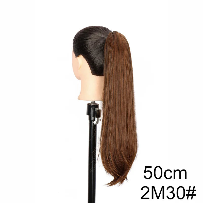 Synthetic 40cm/50cm Claw Clip Micro Curly in Ponytail Extension Long Straight Curly Black Brown Ponytail Hairpiece for...