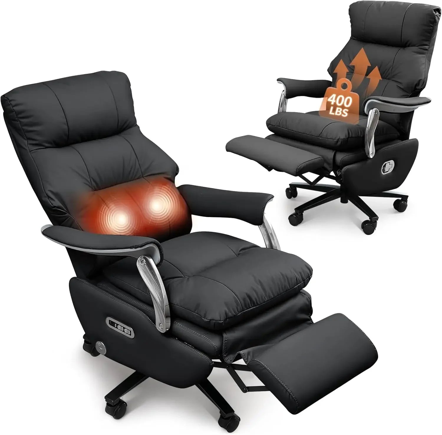 Ergonomic Executive Office Chair with Footrest Sustainable Leather Electric Reclining Massage Home Desk Chair