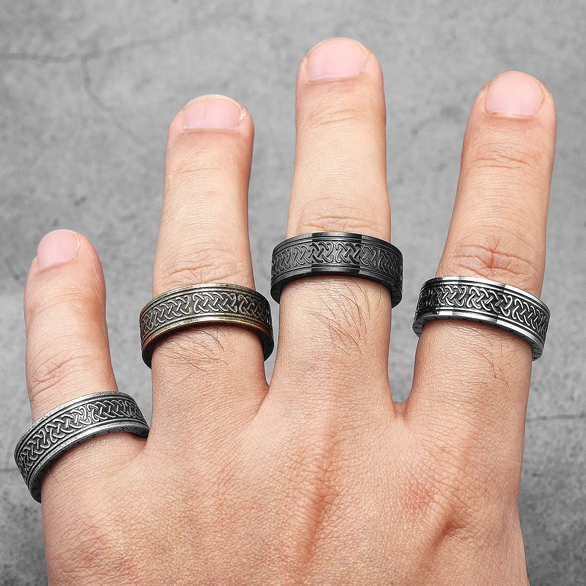 Retro Viking Celtic Knot Runes Stainless Steel Men Rings Punk New In For Male Women Fashion Jewelry Creativity Gift Wholesale