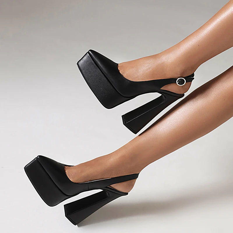 LIHUAMAO Pumps high heel shoes women sandals slingback heel pointed toe ankle strap platform shoes party office lady...
