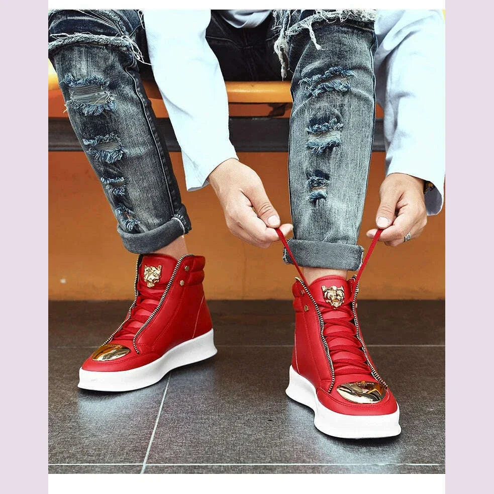 High Top Casual Shoes Men Sneakers 2024 Fashion Skateboard Shoes Leopard Platform Shoe Sport Training Shoes Men's Ankle Boots