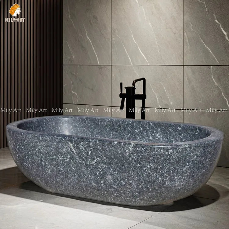 Custom Grey Stone Round Marble Natural Graphic Design Modern Freestanding Bath Tub Bathtub for Sale