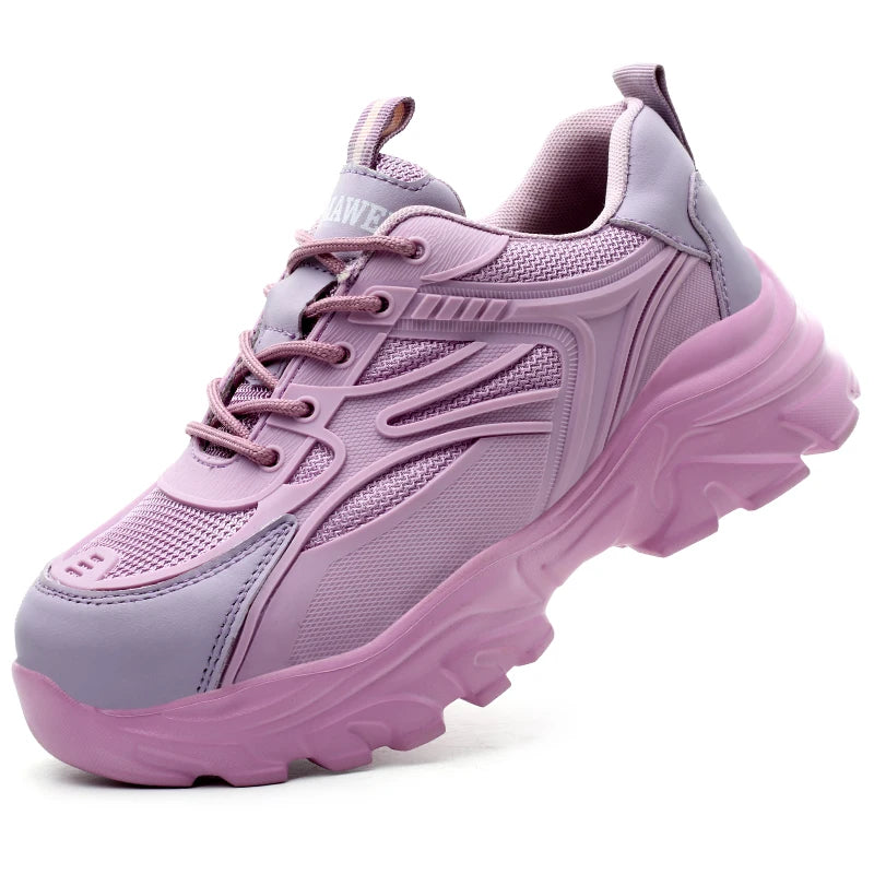 Women Safety Shoes For Work Safety Boots Breathable Steel Toe Puncture Proof Sport Work Sneakers Construction Tactical Boots