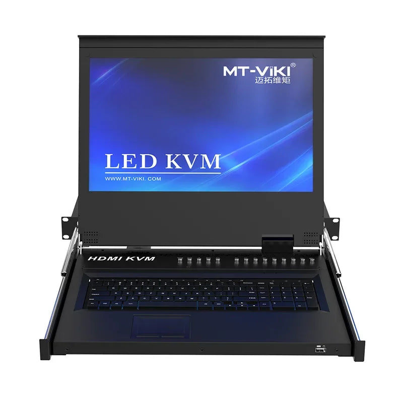 17.3" LED HDMI KVM Console 8 Port, MT-VIKI 1920*1080 Rackmount KVM Drawer for 1U 19" Server Rack,17.3 Inch LCD HDMI KVM Switch - Kimlud