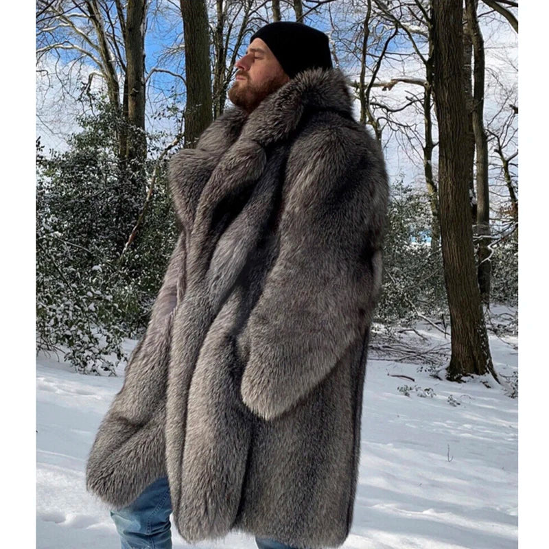 Men's fur coat Mink fur long coat Plus size winter thickened warm trench coat