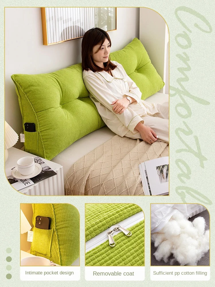 Long Pillow Headboard Cushion Triangle Large Back Bed Soft Bag Pillow Can Be Disassembled and Washed Bedroom Sofa