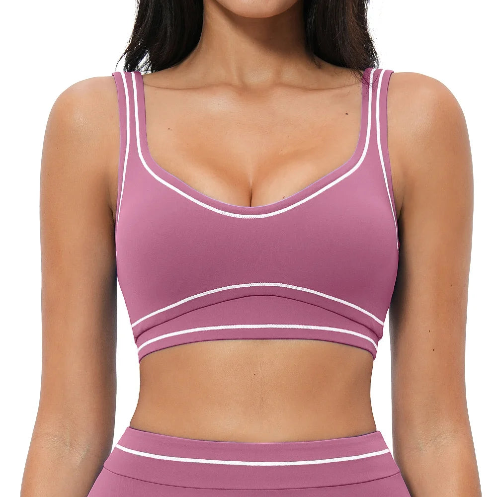 Breathable Yoga Bra Color Contrast Sports Bra Shockproof Gym Fitness Underwear High Strength Workout Top Female Sports...