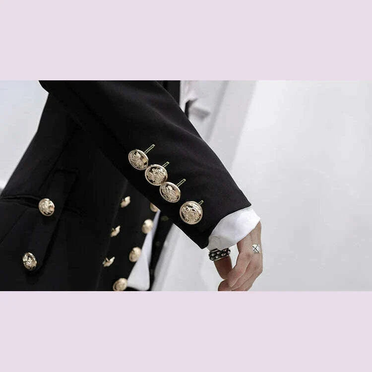 Spring And Summer New Black Personality Men's Jackets Singer Stage Suit Double Breasted Large Size Male Clothes Banquet Wedding