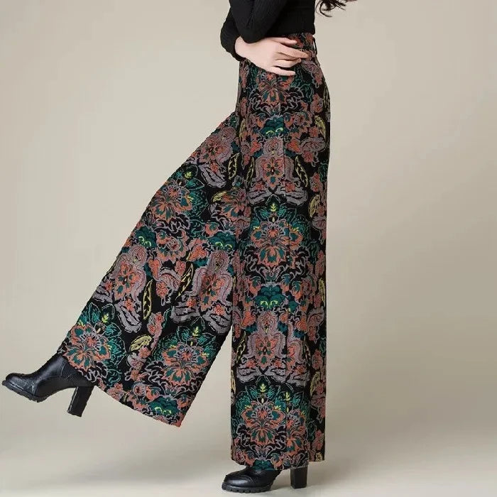 High Waist Floral Print Wide Leg Pants Straight Cut Mom Style Casual Trousers for Women plus Size Long Pants Spring Summer