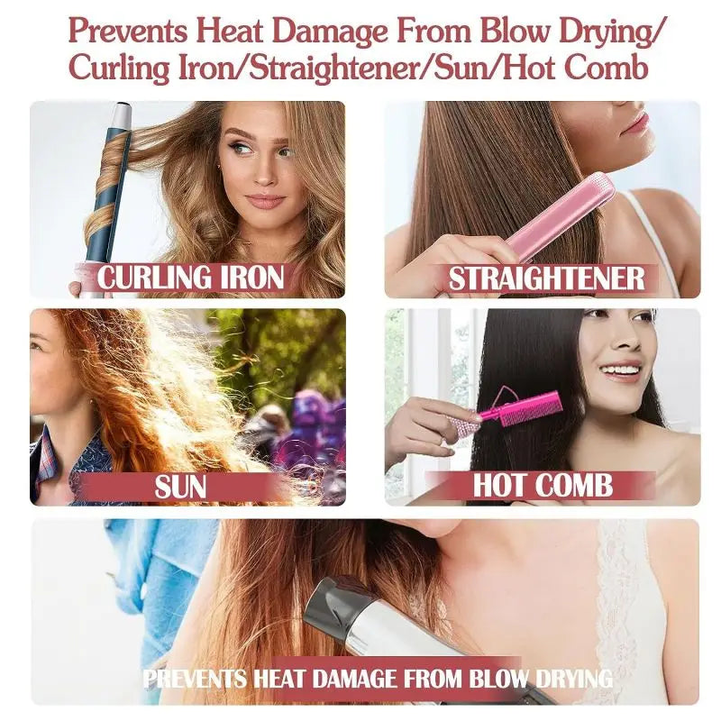 Heat Protection Spray Thermal Protector Serum Hair Growth Essential Oil Sleep Bonnet with Brush Moisturize Care...