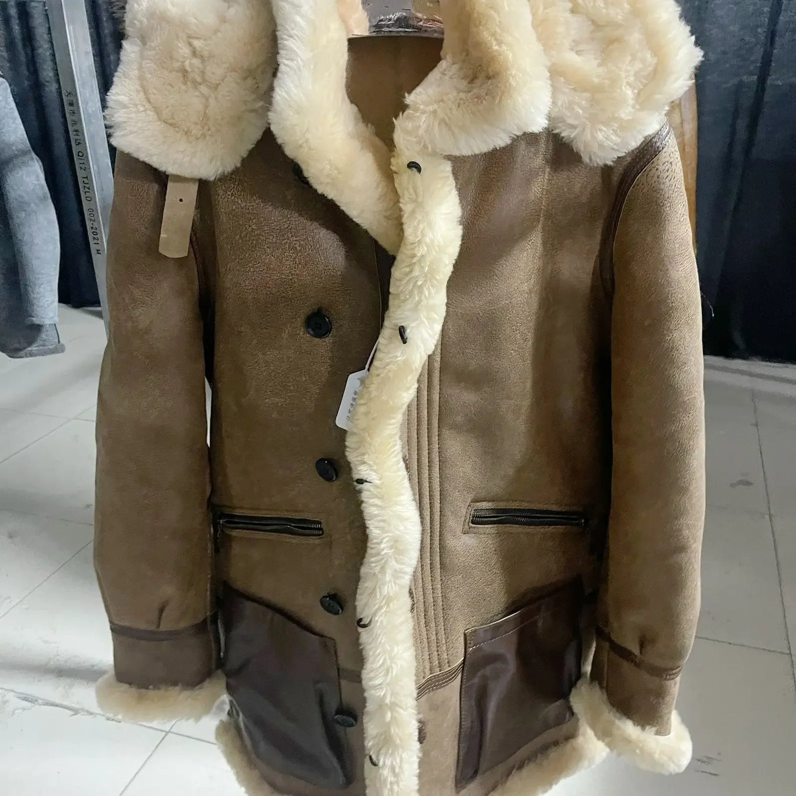 Winter Men Original Fur Coat Mid-length Thickened Sheepskin Leather Coat Bomber Hooded Wool Lining Warm Snow Men's Clothing